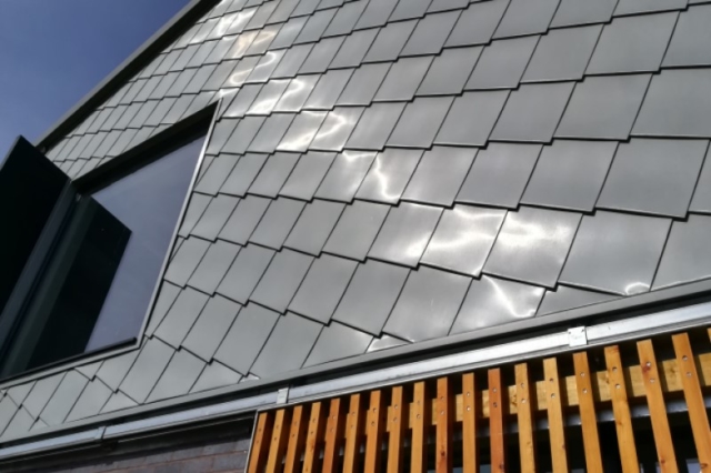 Zinc Cladding detail on a commercial property. Zinc Cladding detail on a commercial property.